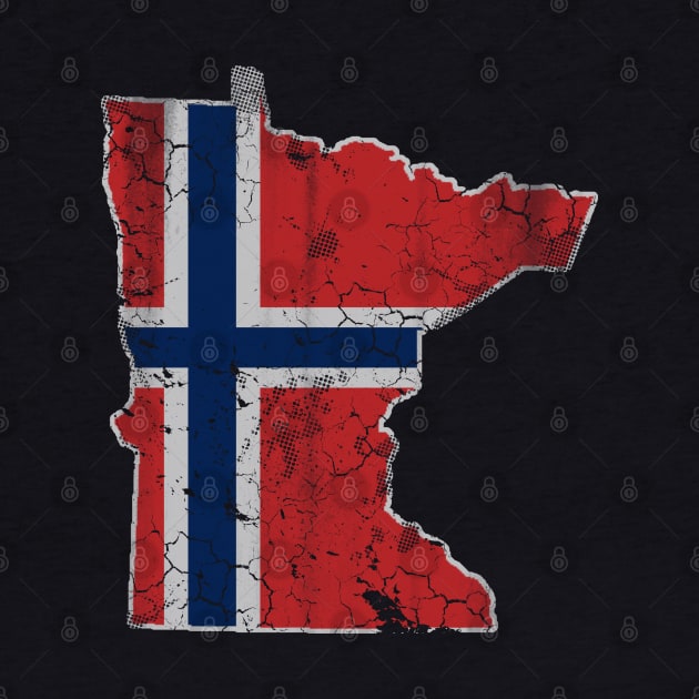 Minnesota Norwegian Flag Map Vintage Family Heritage by E